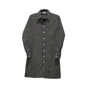 KAYCE HUGHES Womens Navy & Cream Polka Dot Pinwale Shirt Dress Size 6 Preppy